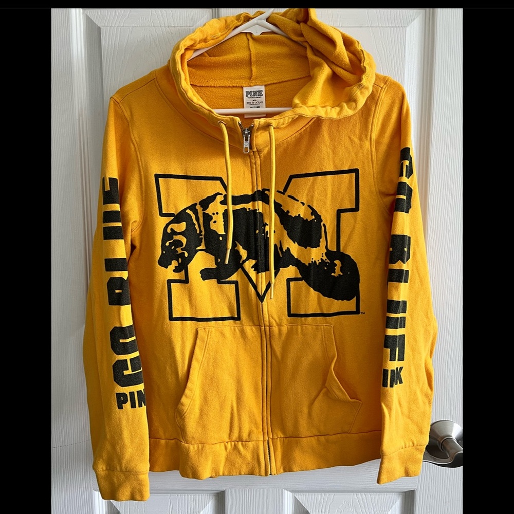 PINK University of Michigan Full Zip with Hood - EUC